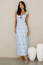 Rosé Midi Dress Blue