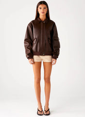Indara Bomber Jacket - Chocolate