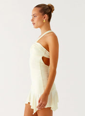 Not Your Fan Cut Out Mini Dress - Yellow