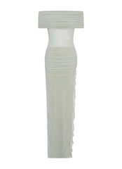 Nelly Off Shoulder Maxi Dress - Pistachio