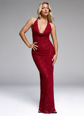 Champagne Coastline Maxi Dress - Dark Red