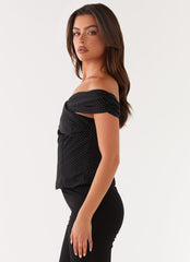 Tamera Top - Black Polka Dot