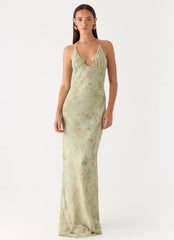 Ultra Quiet Halter Maxi Dress - Wispy Fern