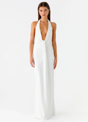 Cheyenne Halter Neck Maxi Dress - Ivory