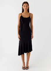 Tranquility Asymmetric Midi Dress - Black