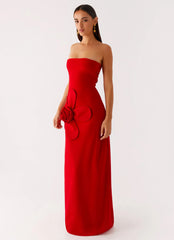 Hilton Strapless Maxi Dress - Red